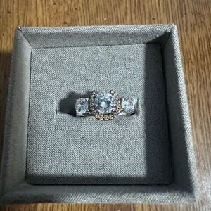 Three-Stone Cubic Zirconia Ring with Gold Accent - White- similar to Kelly Herd